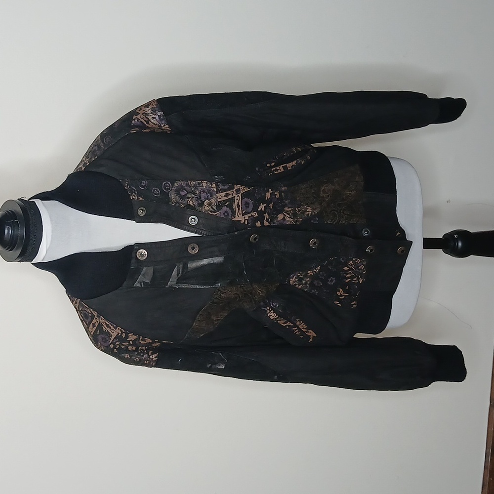 G 3 vintage floral leather bomber jacket size medium # 238